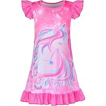 Sylfairy Girls Nightgowns, Unicorn Nightgown Princess Pajama Dresses for Girls Sleepwear Nightie