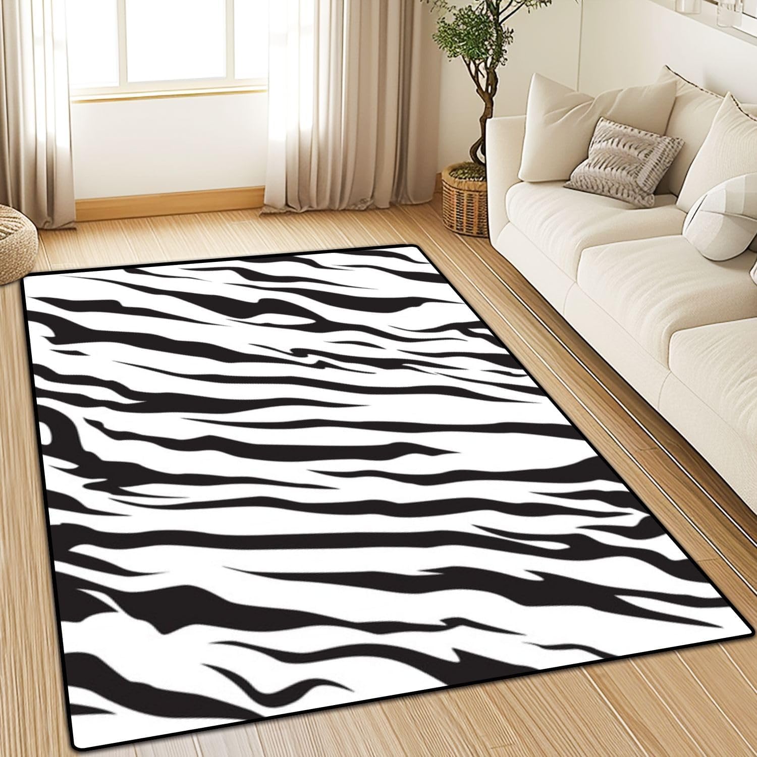 Tapis de cuisine moderne motif tigre 3D lavable pour couloir et salon