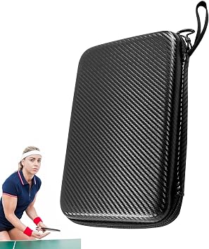 Table Tennis Racket Case - Hard Table Tennis Racket Case Cover, Large Capacity Table Tennis Bat Bag for 2 Table Tennis Paddle and Multiple Balls echesa