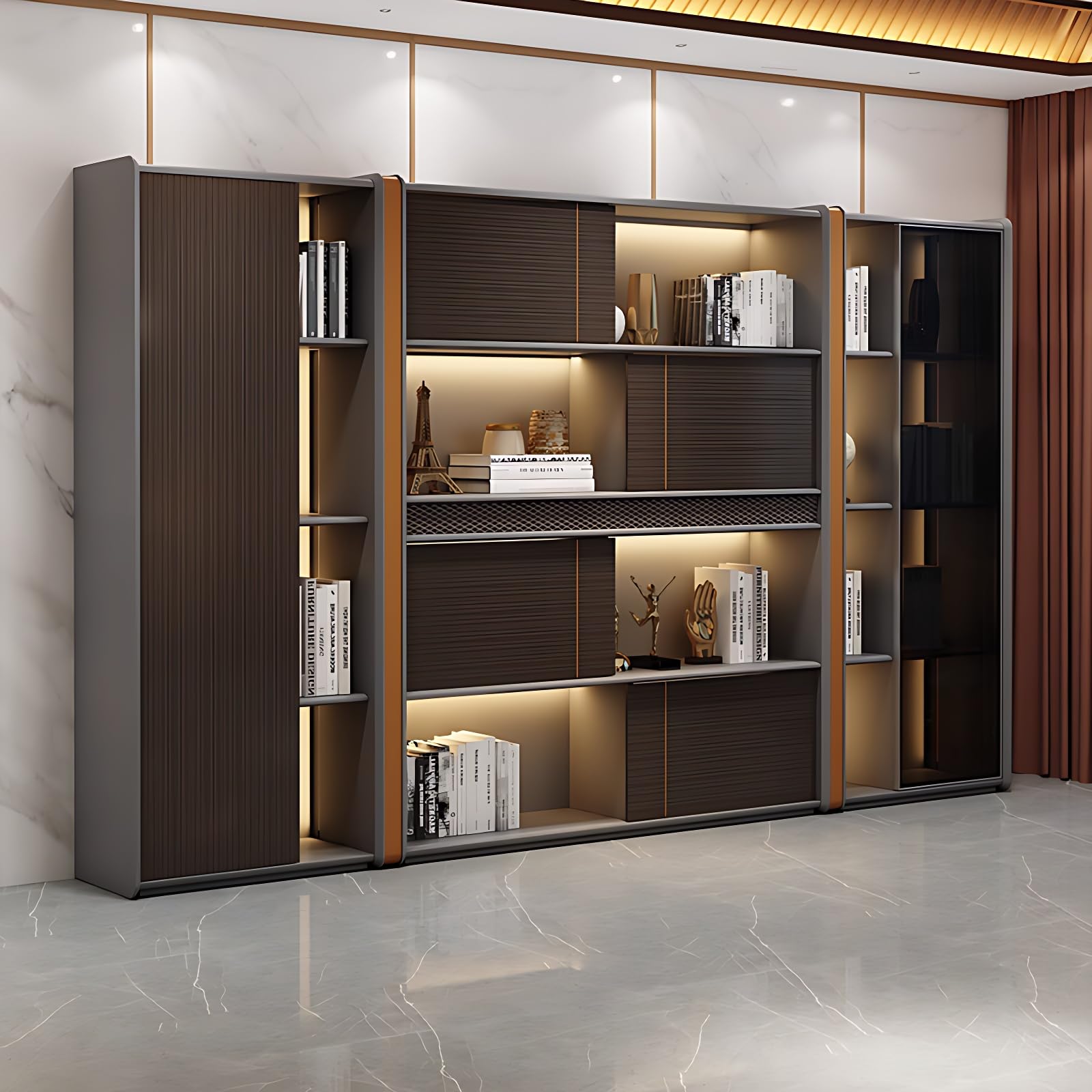 ZGNBSD Executive Desk - Elegant l Shaped Desk with Drawers Office Desk l Shape with Multifunctional Cable Box