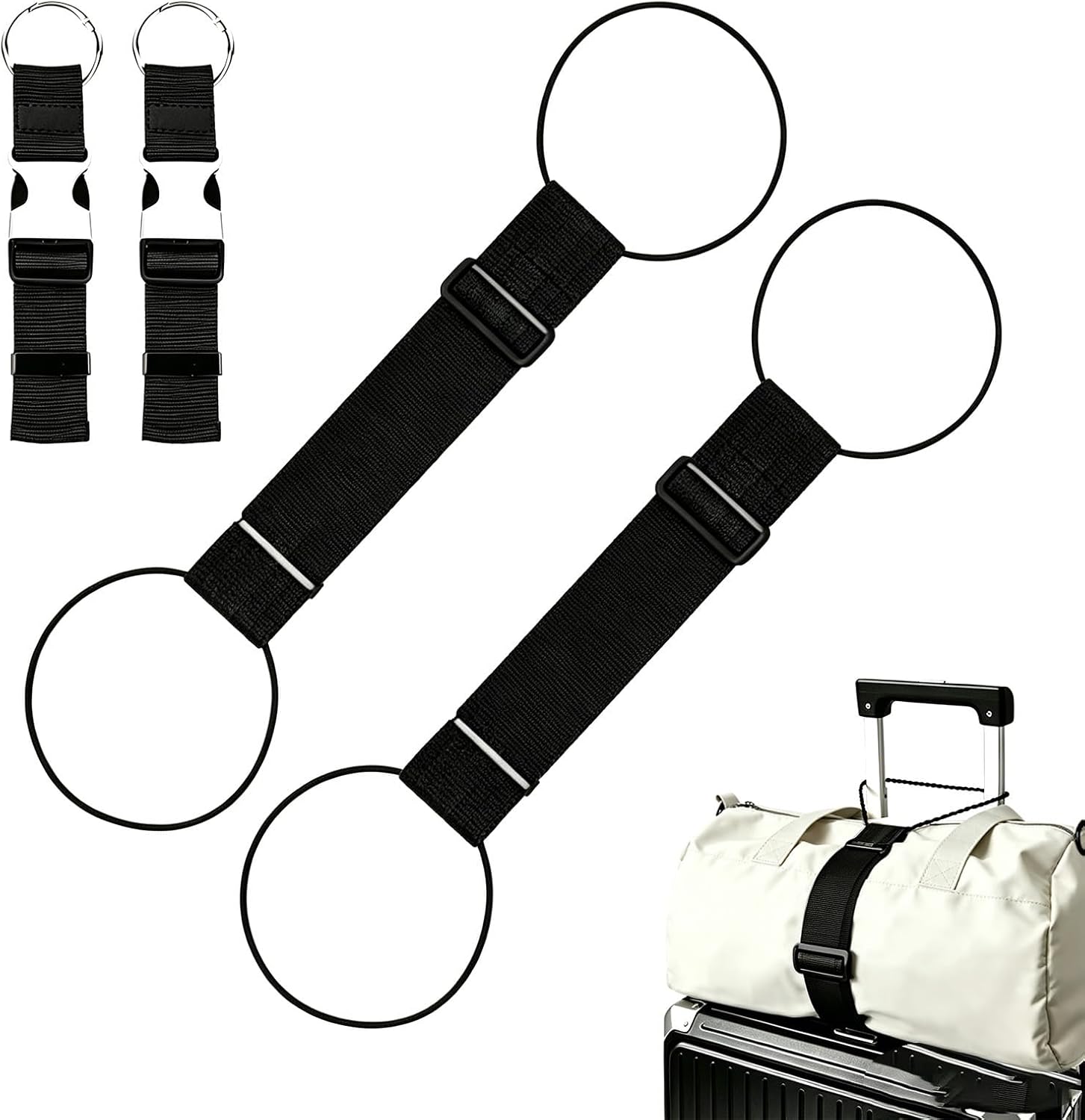 4 Pack Luggage Straps for Suitcases 2 Connector Straps & 2 Elastic Strap
