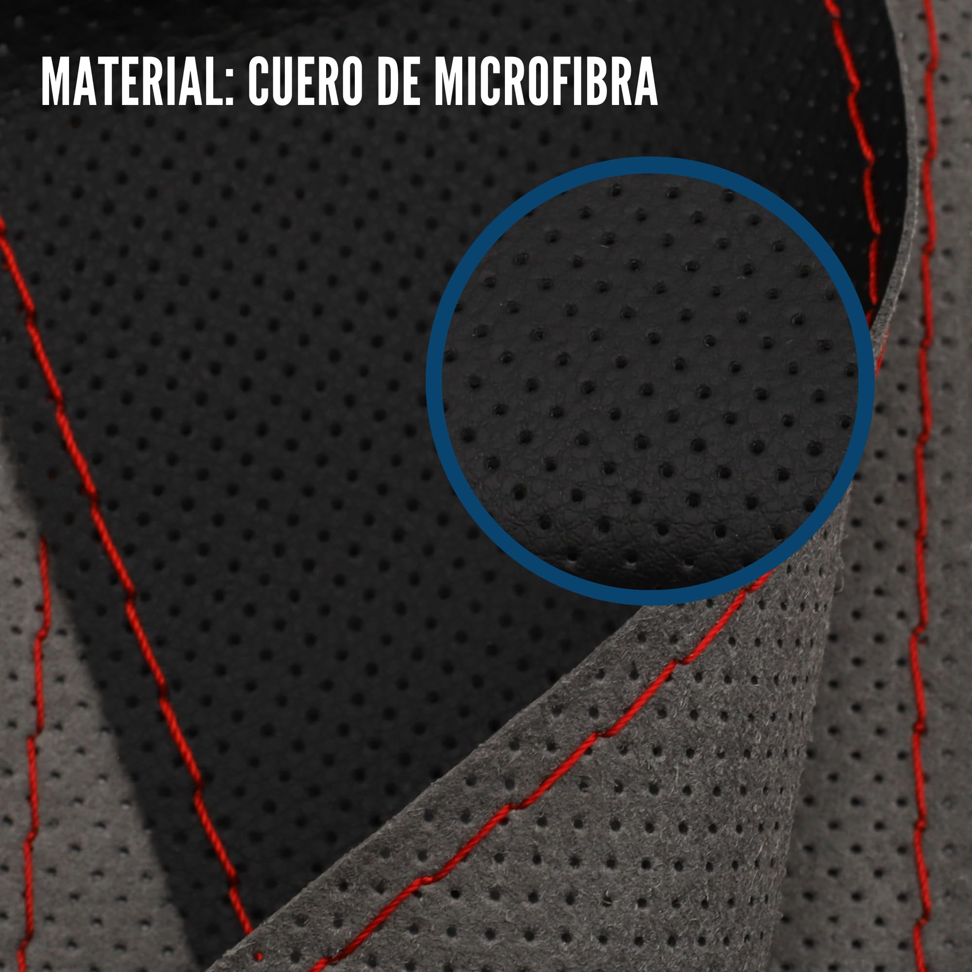 Funda para Volante con Agujas E Hilo, Cubierta para Volante, Protector Volante para Coser, Funda Volante Anti Deslizante, Apto para diámetro 37/38 cm, Negro con Hilo Rojo - imagen 3
