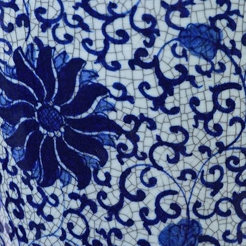Miniatura 4 de Florero retro de cerámica para piso, florero de porcelana azul y blanco, para sala de estar, arreglo floral, decoración de gabinete de TV chino,