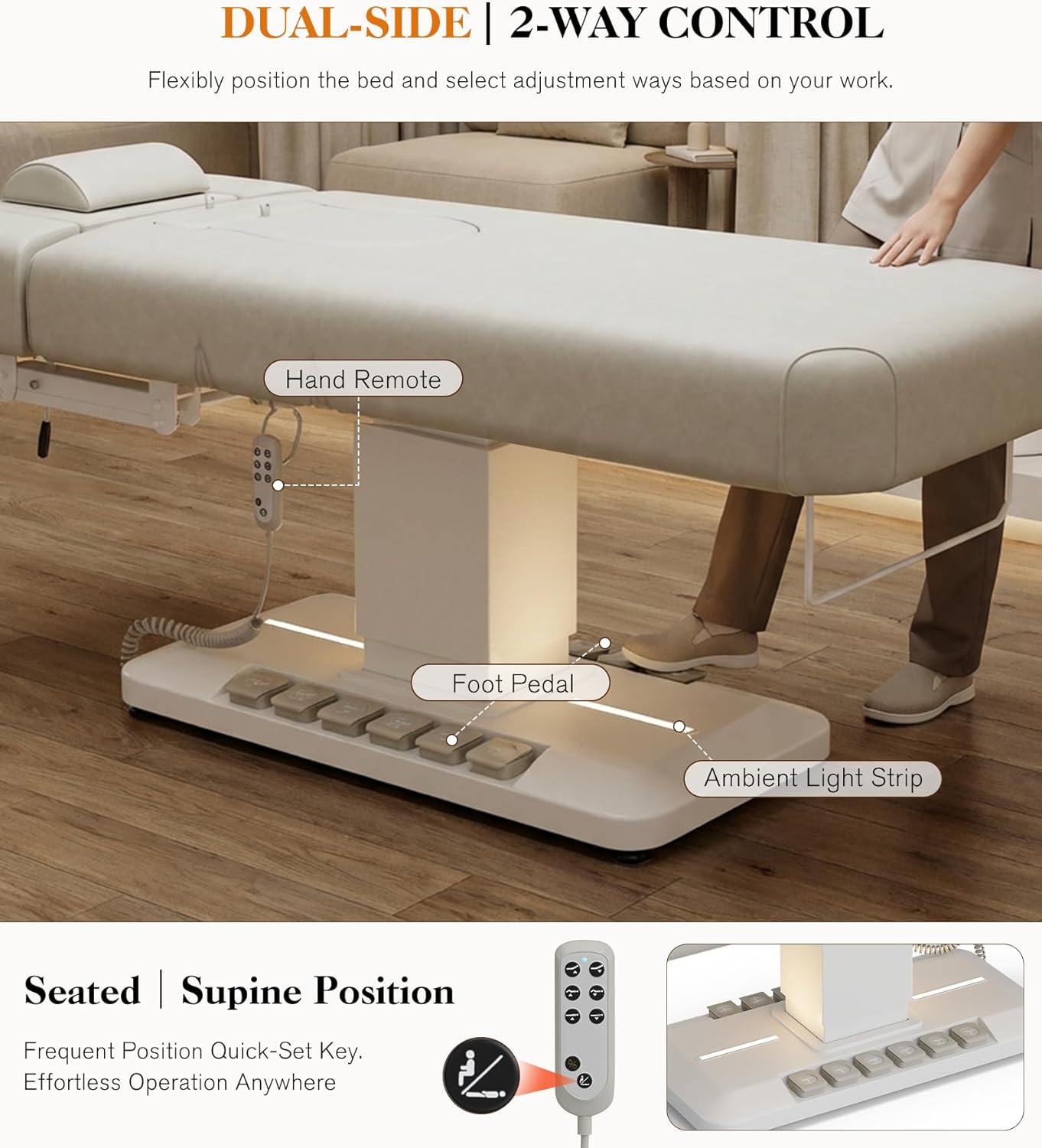 Icoget Electric Massage Table for Pregnancy & Maternity w/Stool, Multi-Function Esthetician Facial Bed with Ambient Lighting, Spa Treatment Therapy Bed with Face Cradle & Armrest