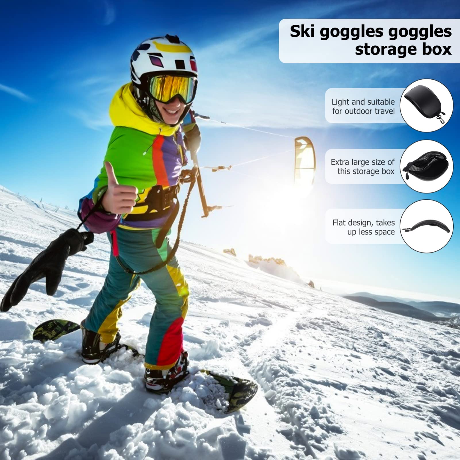 AOKWAWALIY 1pc Ski Goggle Case Ski Glasses Case Goggles Boxes Swim Goggle Case Ski Goggles Cases Ski Goggles Container Ski Case Goggle Hard Case Snow Goggles Cases Ski Container Black Leather