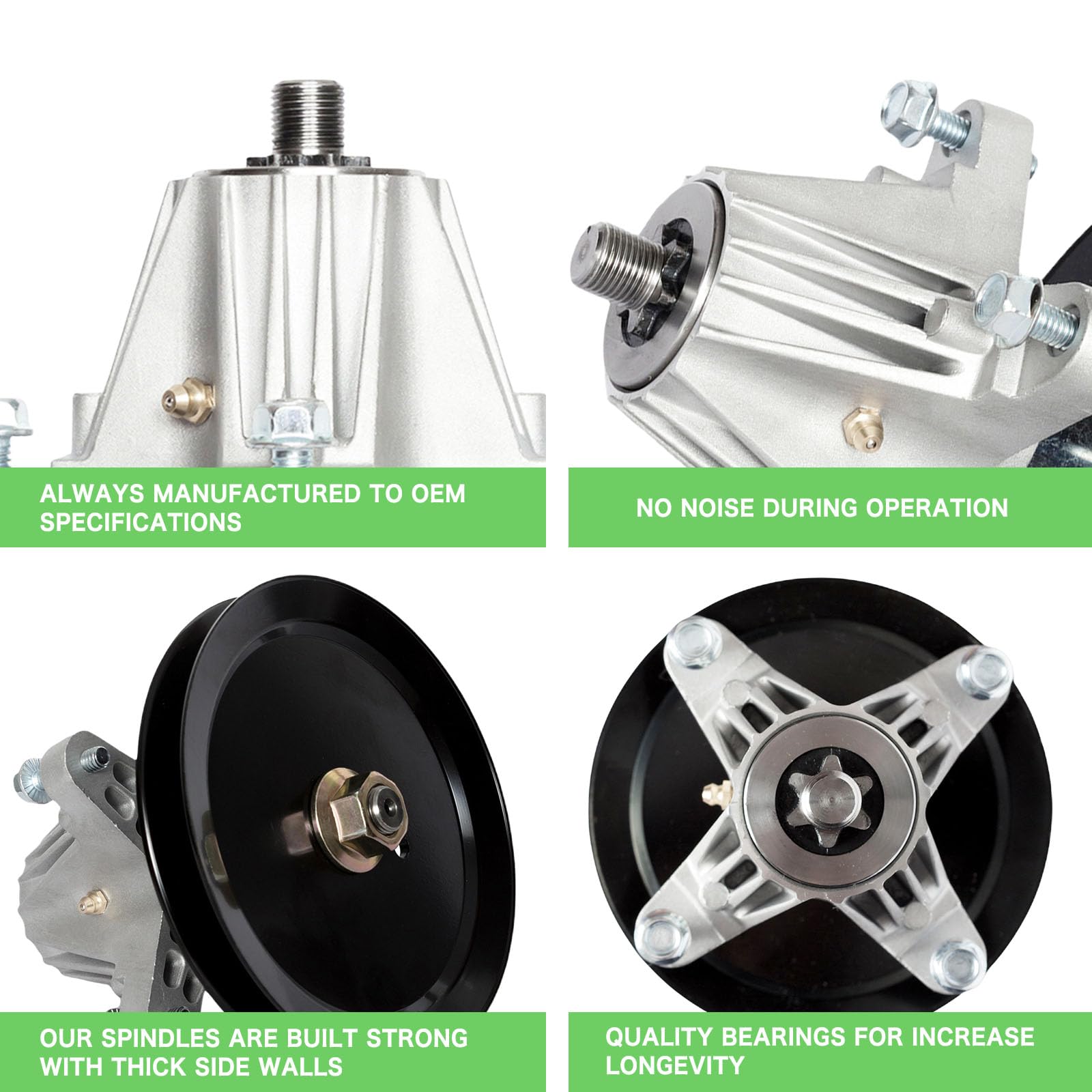 Kit de reconstrucción de cubierta de cortacésped compatible con Sears Craftsman modelo LT2000 de 42 pulgadas, incluye (2) husillos 918-04822 (2) poleas tensoras planas 756-04129 (2) cuchillas