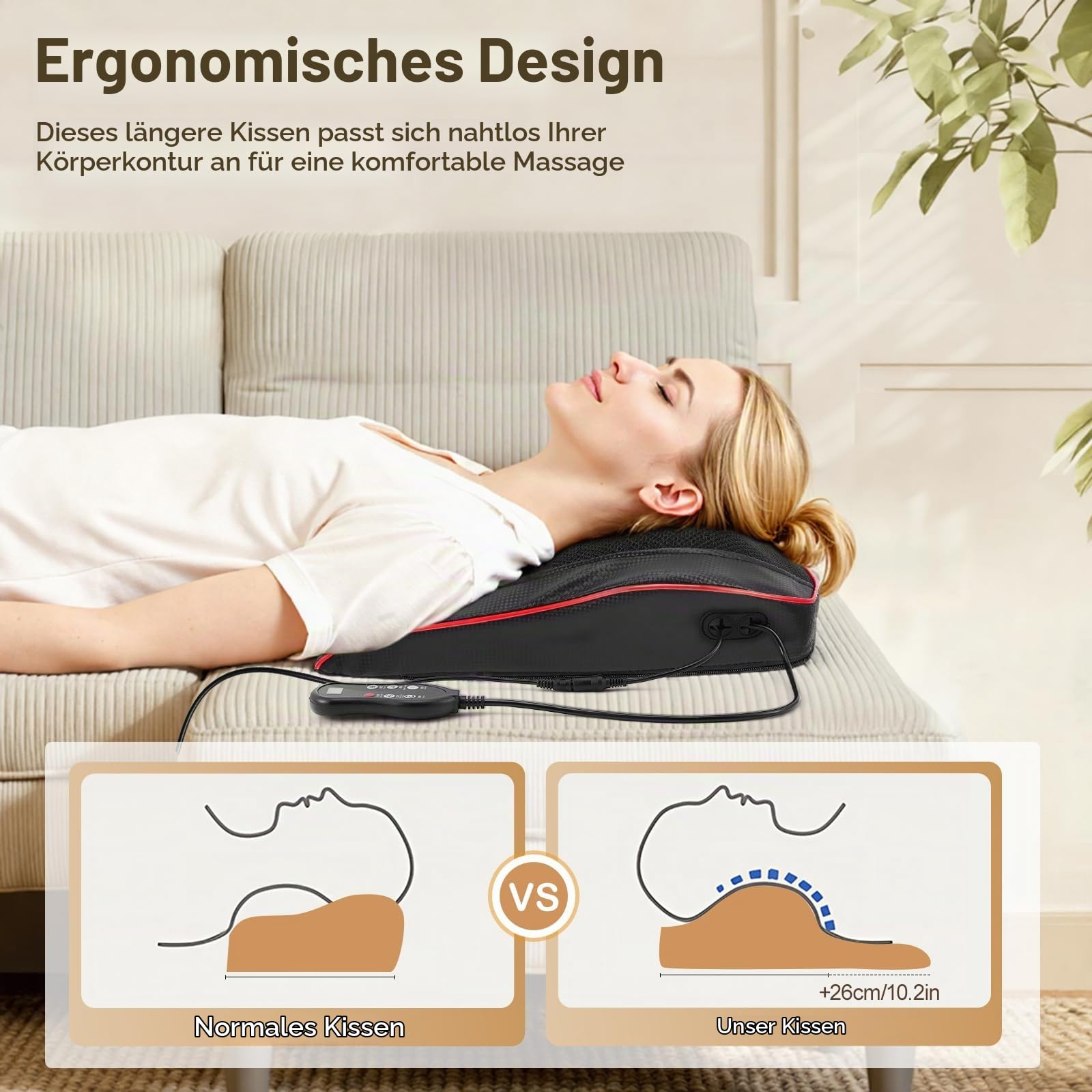 Rückenmassagegerät mit 16 Shiatsu-Massageköpfen & Wärme, Massagegerät, Nackenmassagegerät, Massagekissen für Schulter, Rücken, Beine, Geschenke für Männer Frauen