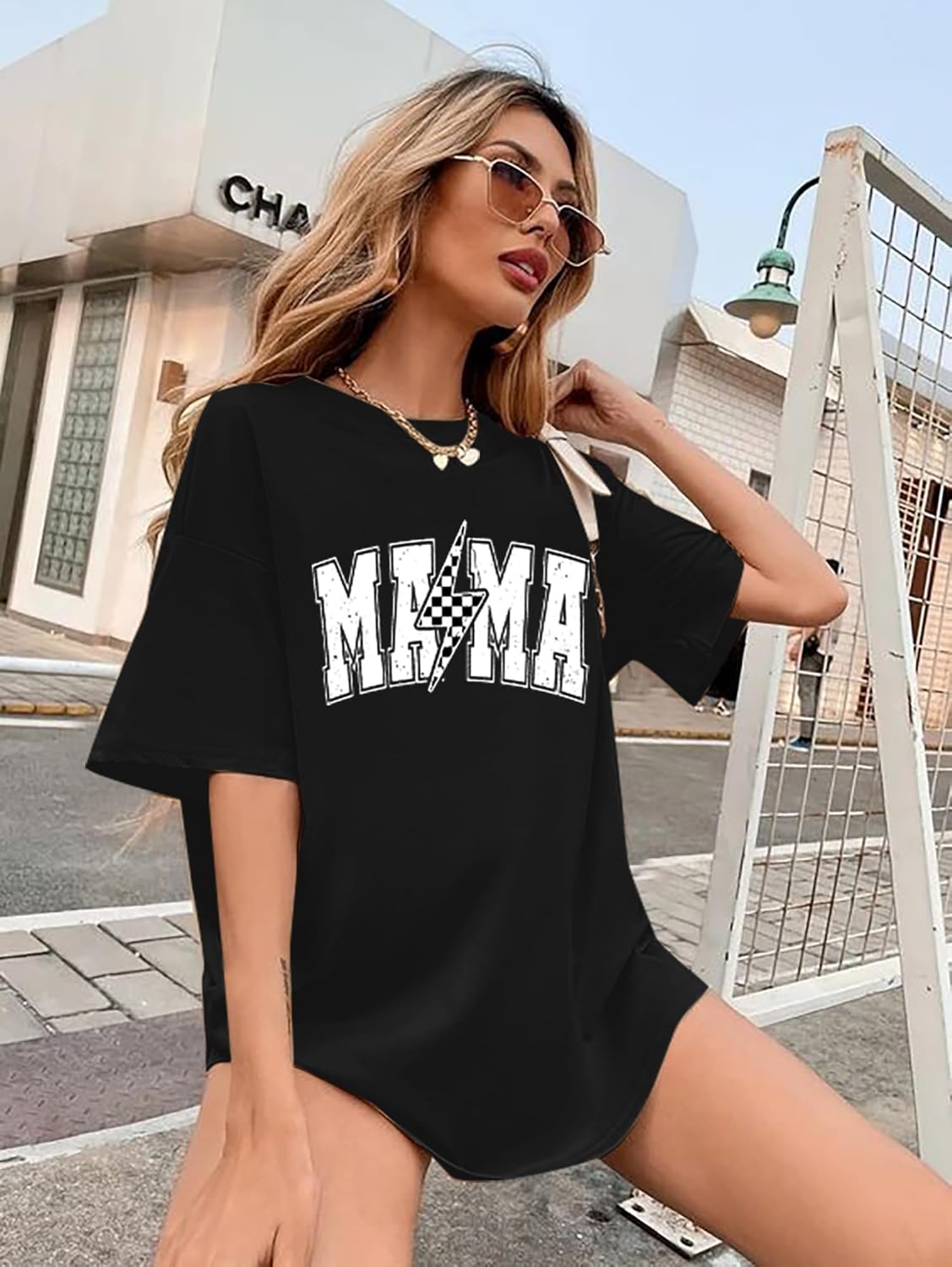 Womens Mama Shirt Cute Mom Life Tshirts Trendy Mama Letter Print Shirts Casual Short Sleeve Tops - Image 3
