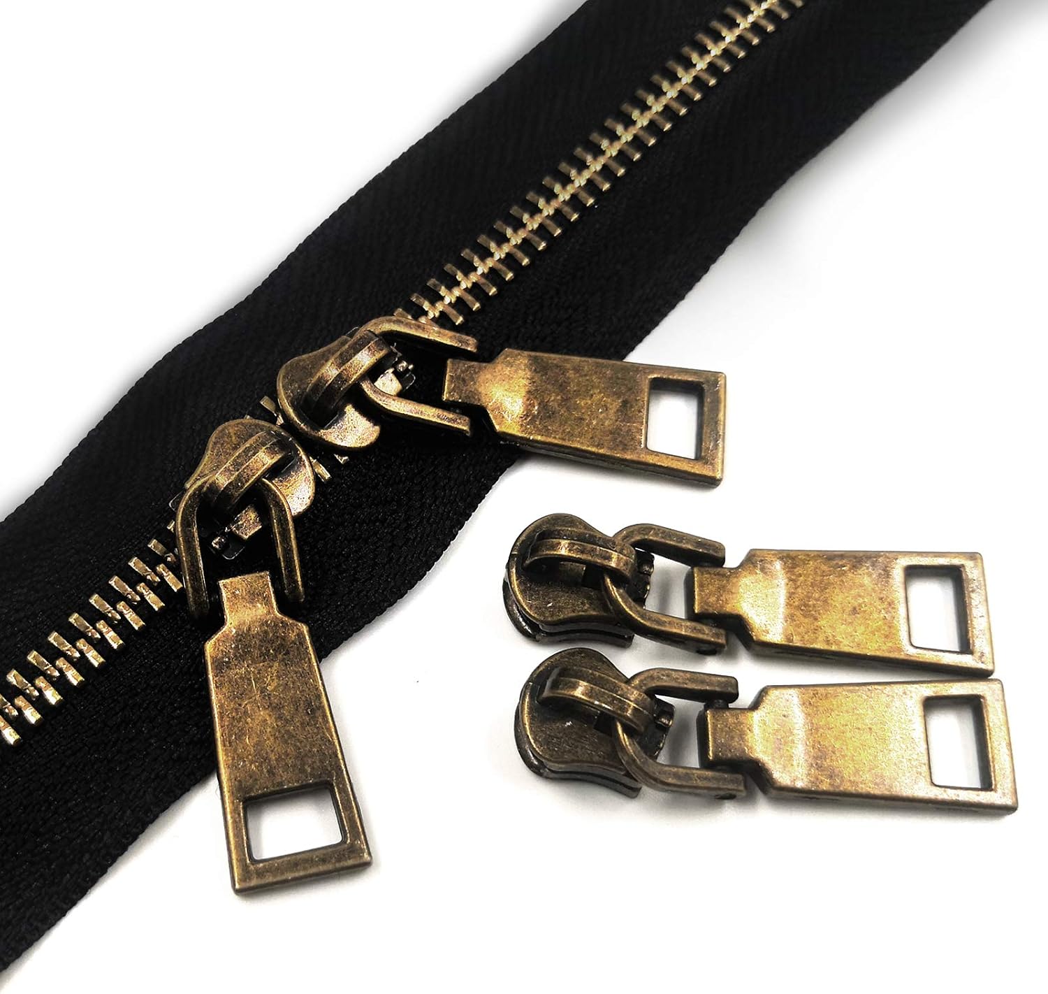 YIXI-SBest #5 Metal Zippers 4 Yards DIY Zipper by The Yard Bulk with 10PCS Slider-Long Zippers for Tailor Sewing Crafts Bag (Gunmetal Teeth Black Tape)