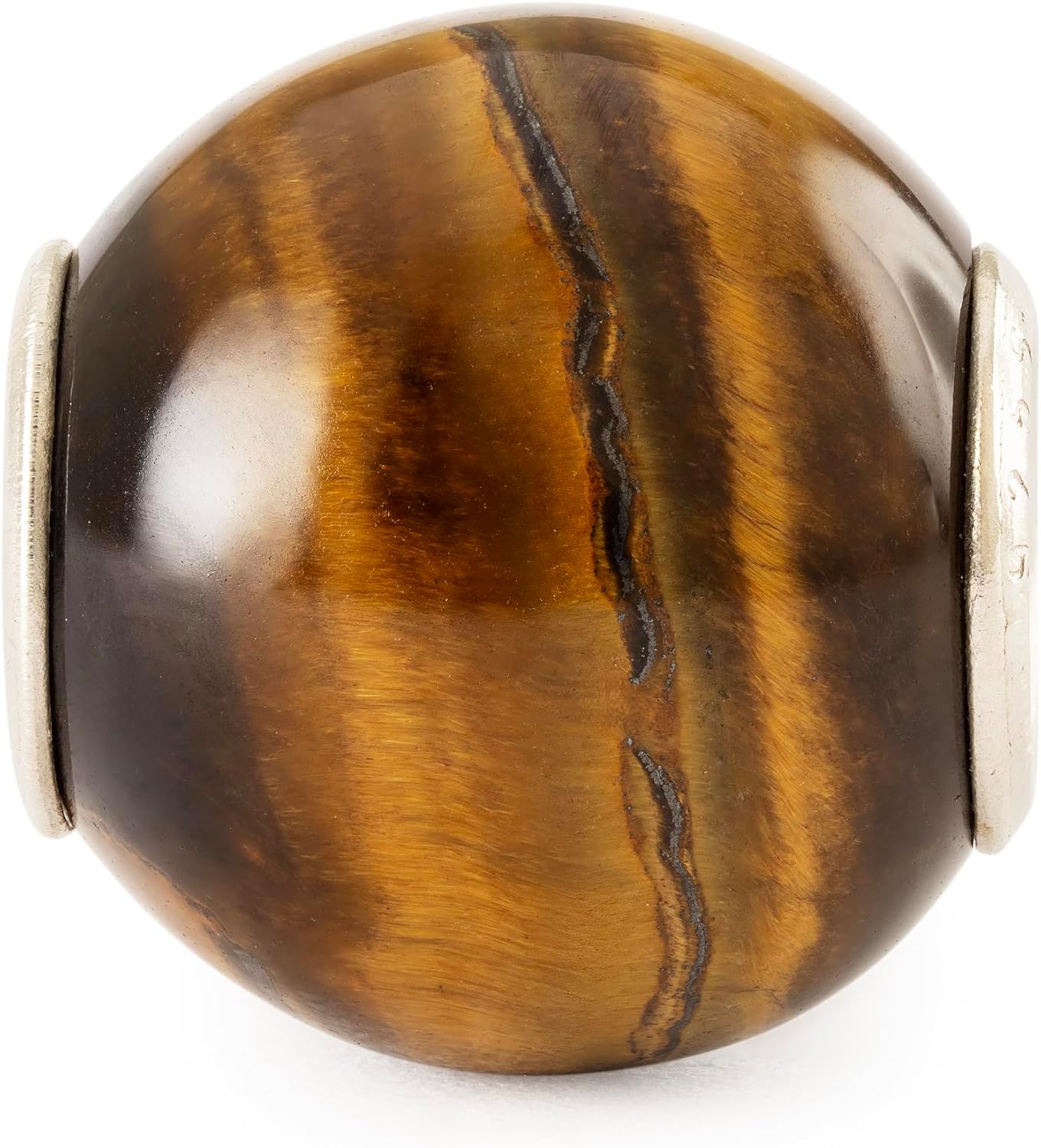 TROLLBEADS Round Yellow Tiger Eye Bead - Smooth Gemstone for Strength & Confidence | Authentic Brand Charm | Natural Stone | Carpe Diem Collection | Design by Lise Aagaard