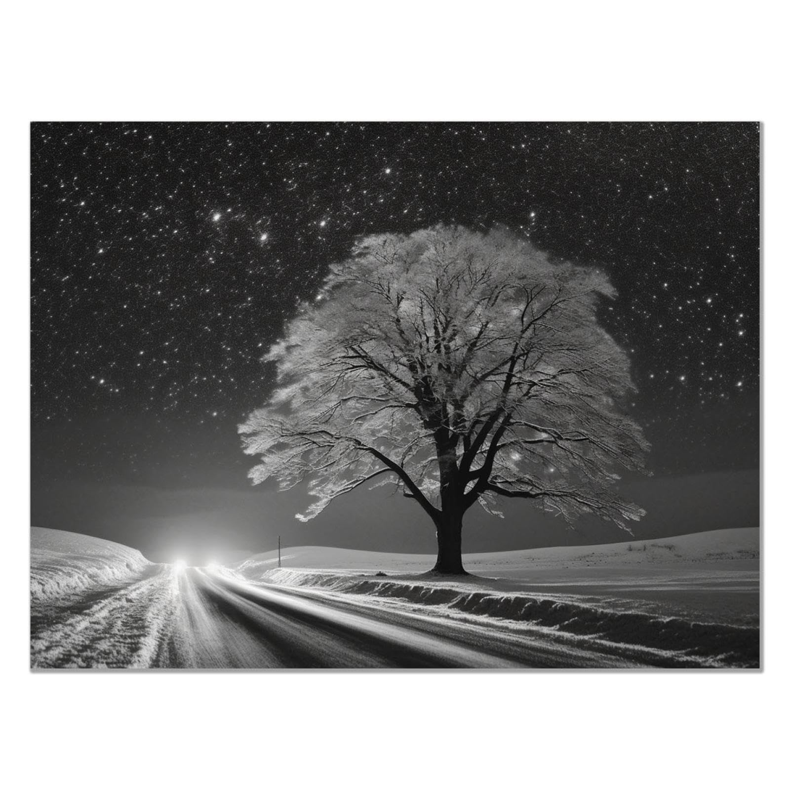 JOSUE Winter Landscape Snow Forest Modern Wall Decoration Painting, Snow Covered Trees White,black Pictures Home Wall Decorations For Bedroom Living Room Paintings Canvas -30x40cm Unframed