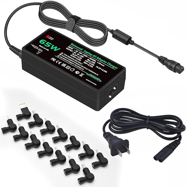 PowerTrust 65W Universal Laptop Charger AC Adapter for Dell Hp Asus Lenovo Sony Acer IBM Toshiba Samsung Gateway Notebook Power Supply 20V 18.5V 19V 19.5V