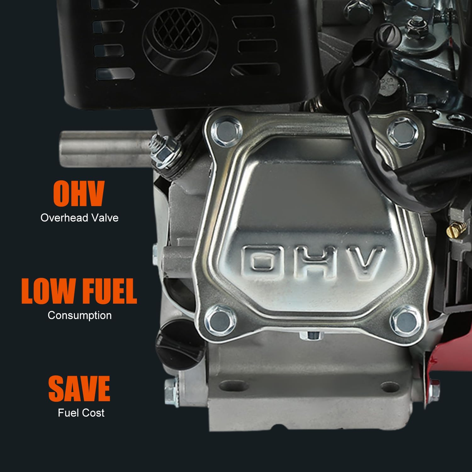 VOBOR Motore a benzina universale a 4 tempi, 168 F, motore a benzina 6,5 hp / 4,8 kw, rapida dissipazione del calore, Pull Start Ohv, motore a benzina con motore a 4 tempi 168 f (albero motore con