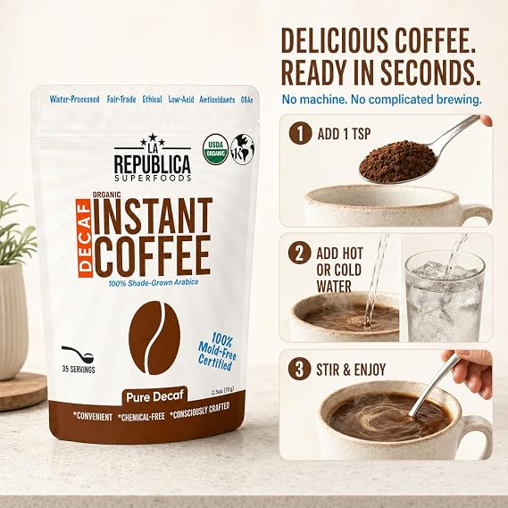 La Republica Organic Decaf Instant Coffee, Colombian Roast - 35 Servings