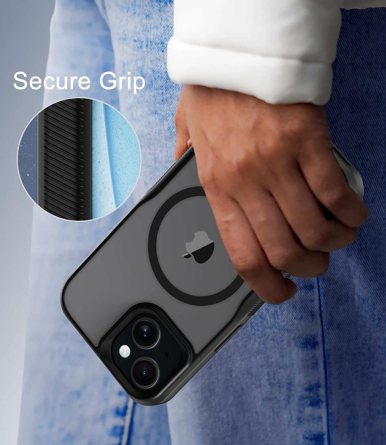 Diverbox for iPhone 15 Case,Compatible with MagSafe,Translucent Matte Shockproof Anti-Slip Anti-Fingerprint Pocket-Friendly Phone Case for iPhone 15 (Black) - Image 4