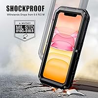 Vista 4 de Mitywah Funda impermeable para iPhone 11, resistente y duradera, de metal, protección de pantalla integrada, impermeable, a prueba de golpes, a Negro