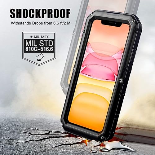 Miniatura 4 de Mitywah Funda impermeable para iPhone 11, funda protectora de cuerpo completo de metal resistente y duradero, protección de pantalla integrada,