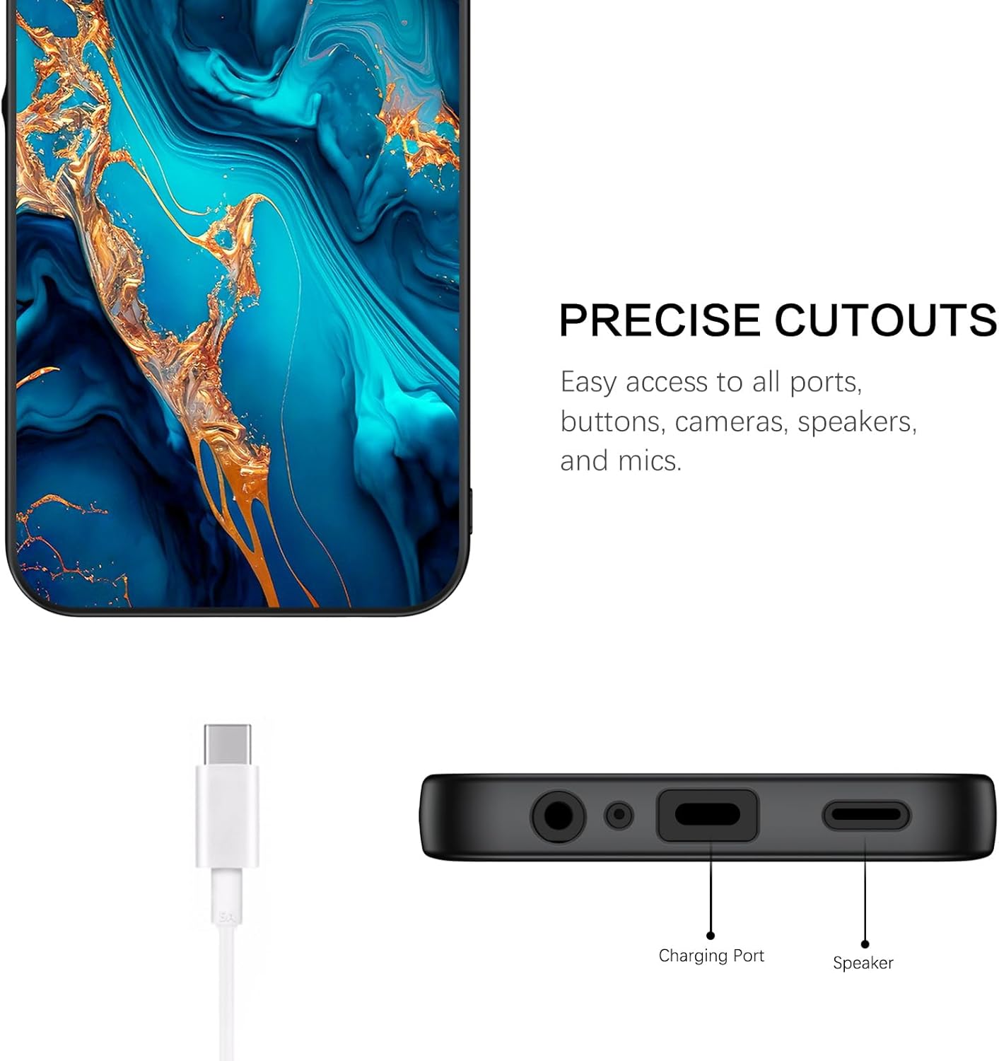 BENTOBEN for Samsung Galaxy A15 5G Case, Slim Fit Glow in The Dark Hybrid Hard PC Soft TPU Bumper Drop Protective Girls Women Men Phone Cover for Samsung Galaxy A15 5G, Blue Marble/Gold Z671-Blue Marble/Gold image 7 of 9 B0CXPLKWQJ