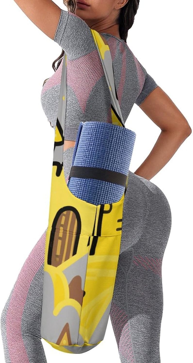 Printed Full-Zip Yoga Mat Bag with Pockets - Yoga Mat Carrier Sling Storage Applies to Yoga Mats for Women & Men