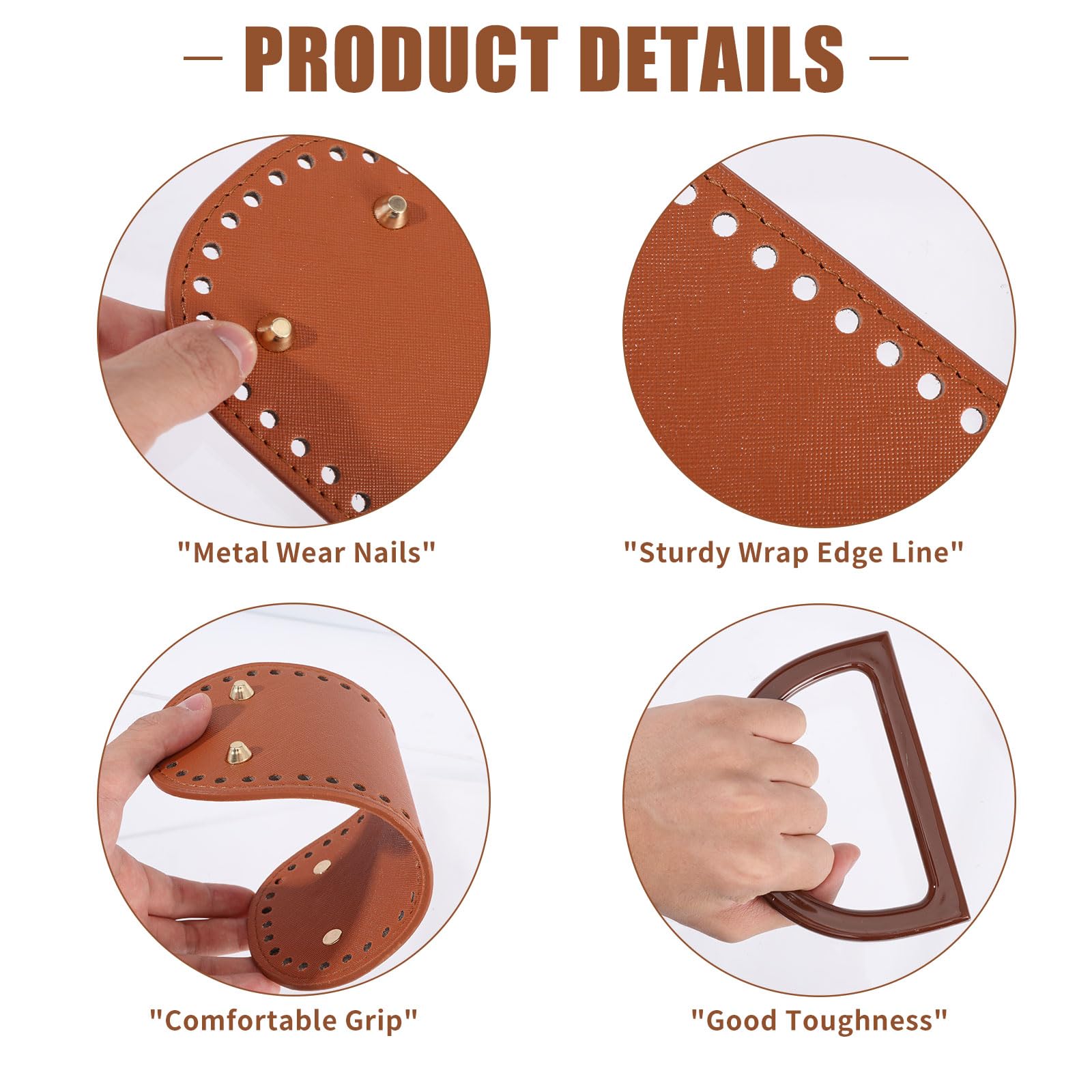 GLOBLELAND 12 Pieces 4 Colors Bag Base Bag Handle Set D Shape Crochet Bag Handbag and Oval Knitting Crochet PU Bag Base for Bag Making Bag Shoulder Bags DIY Accessories - Image 4