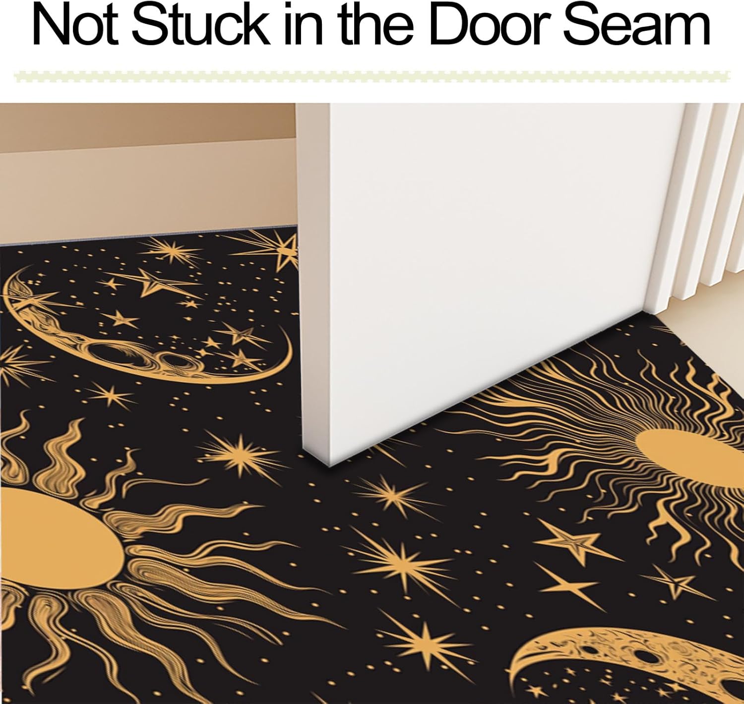 Washable 2'X3' Small Area Rugs for Entryway, Mysterious Sun and Starry Sky Soft Kitchen Rug Non-Slip Carpet Indoor Door Mat for Floor, Fantasy Tarot Low Pile Rugs for Entry Decor, Black Gold