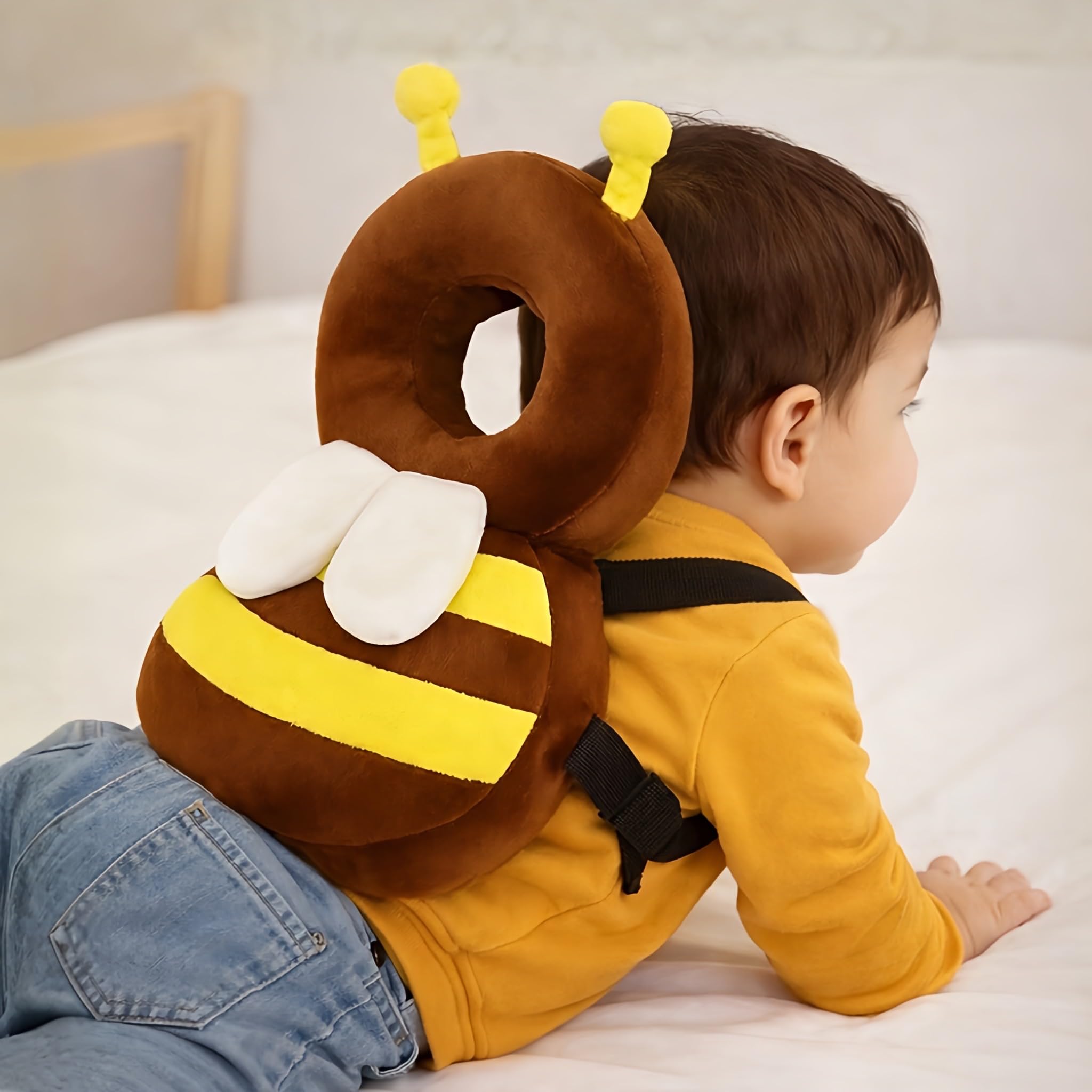 KidDough Bee Shape Head Protector, Cushioned Backpack for Babies | 6 Months - 36 Months | Lightweight-image-43
