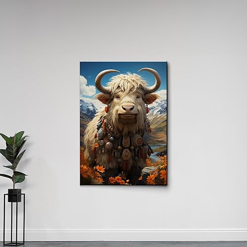 printable wall art, aesthetic room decor, fireplace mantel art, nursery wall decor, yak printing art, yak