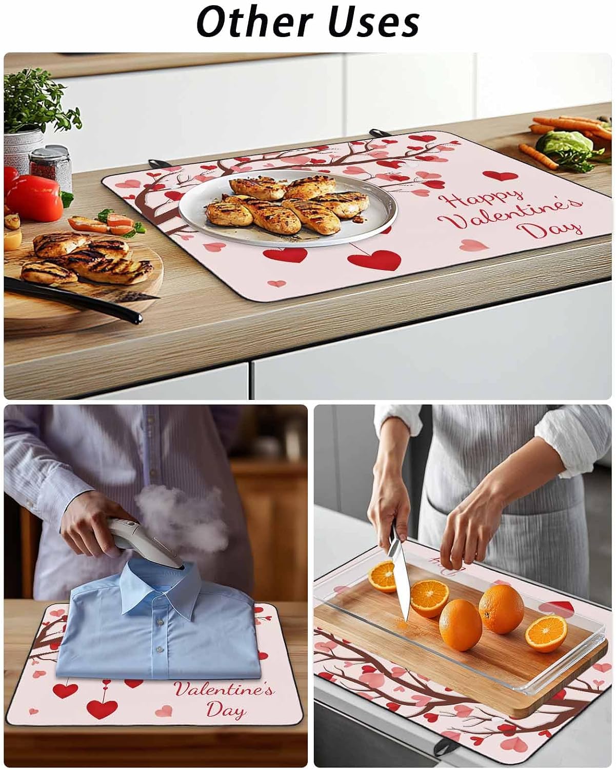Valentine Stove Top Cover Love Heart Tree Branch Stove Cover for Electric Stove Top Happy Valentine's Day Glass Cooktop Covers Anti-Slip Mat Heat Resistant Countertop Protector Kitchen Decor 36"x21"