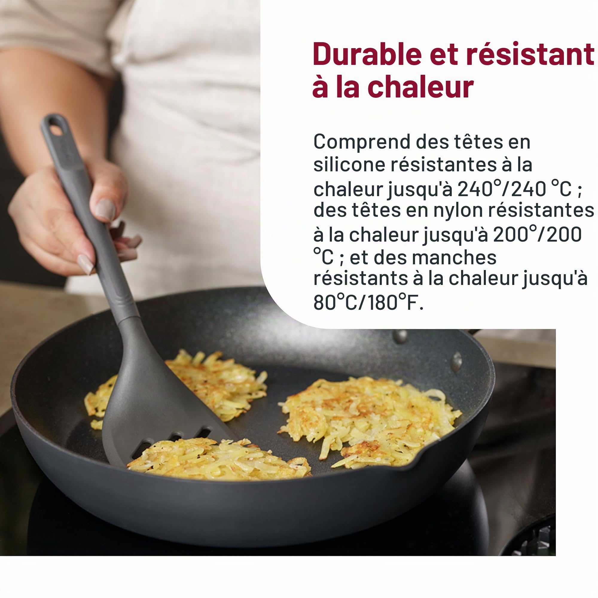 Zyliss 5 PCS Pot à Ustensiles de Cuisine en Silicone Durables, Anti-Rayures | 5 Pièces Set Ustensiles de Cuisine Silicone avec Rangement, Louche, Spatule, Cuillère, Compatible Lave-Vaisselle