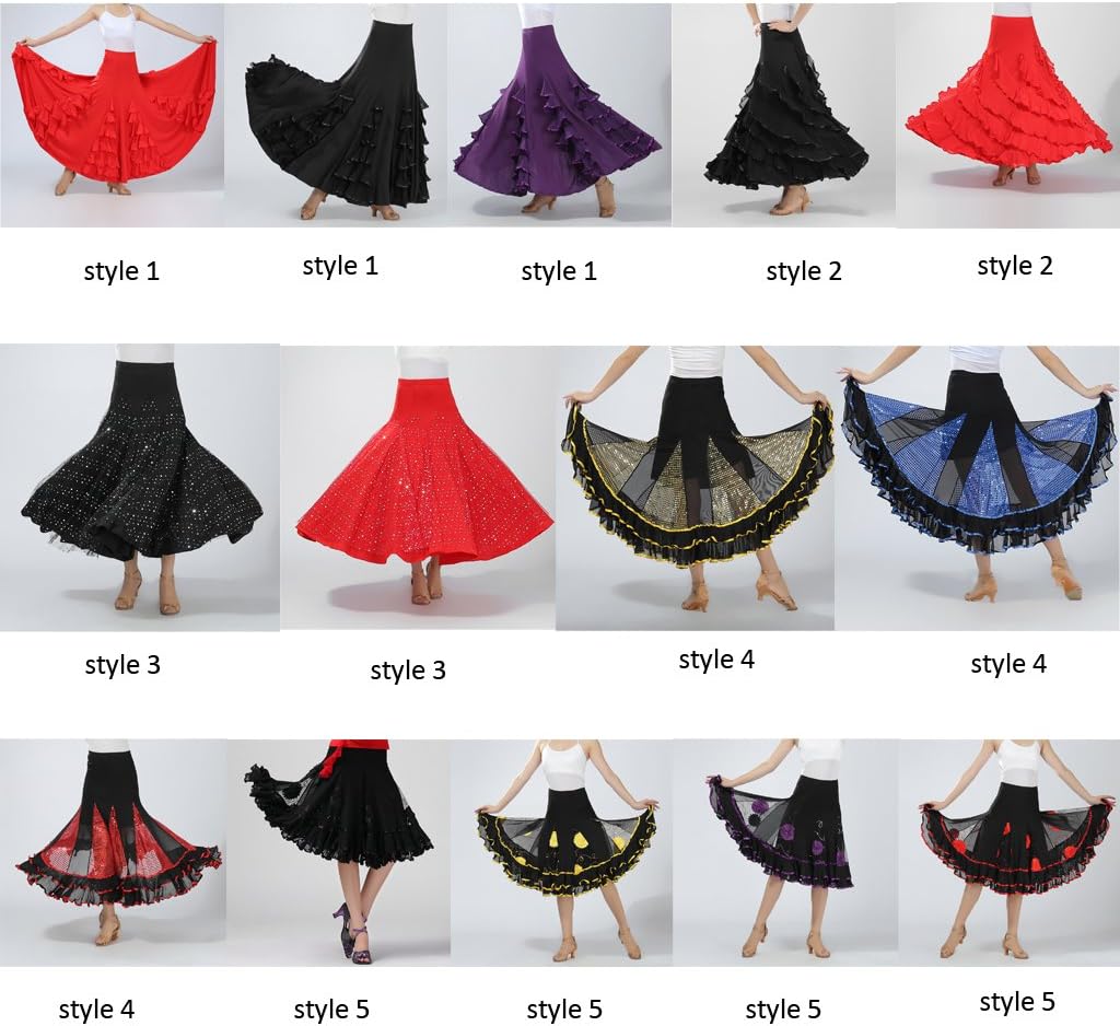 Flamenco Ballroom Dance Waltz Modern Long Skirt Dress