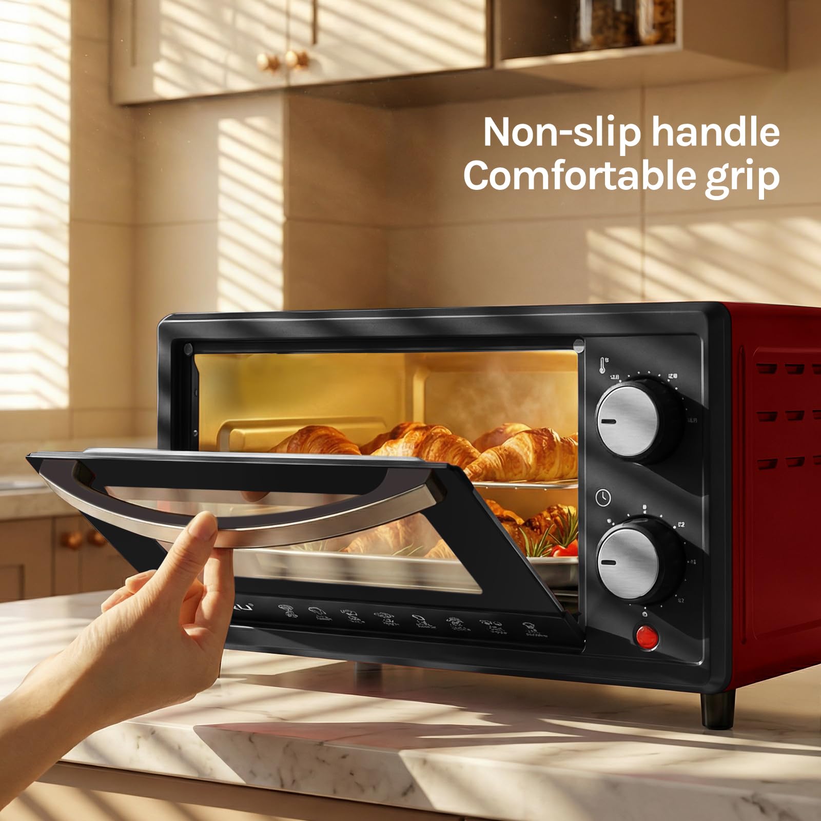 WOLTU minipiekarnik 12 litrów, toster 800 watt | Piec do pizzy | Blacha do pieczenia z minipiekarnikiem z timerem do pizzy, tostów, indyka, czerwonych hot-dogów