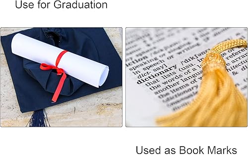 Miniatura 4 de HARFINGTON Marcapáginas de borlas 12 unidades 366 pulgadas sedosas suaves con trabillas para llavero graduación hecho a mano accesorio de