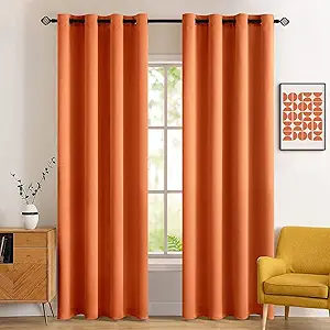 MIULEE 72" Long Room Darkening Curtains Thermal Insulated Drapes Solid Window Treatment Set Grommet Top Light Blocking Blackout Curtain for Fall Living Room/Bedroom 2 Panels Orange