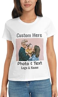 Miyeiw Custom T Shirts for Women, Personalised Short Sleeve 