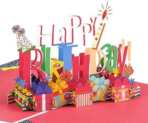 Vista 6 de WRAPAHOLIC Tarjeta de cumpleaños desplegable – Tarjeta emergente 3D con purpurina para pastel de cumpleaños, vela, 5.9 pulgadas x 7.9 pulgadas