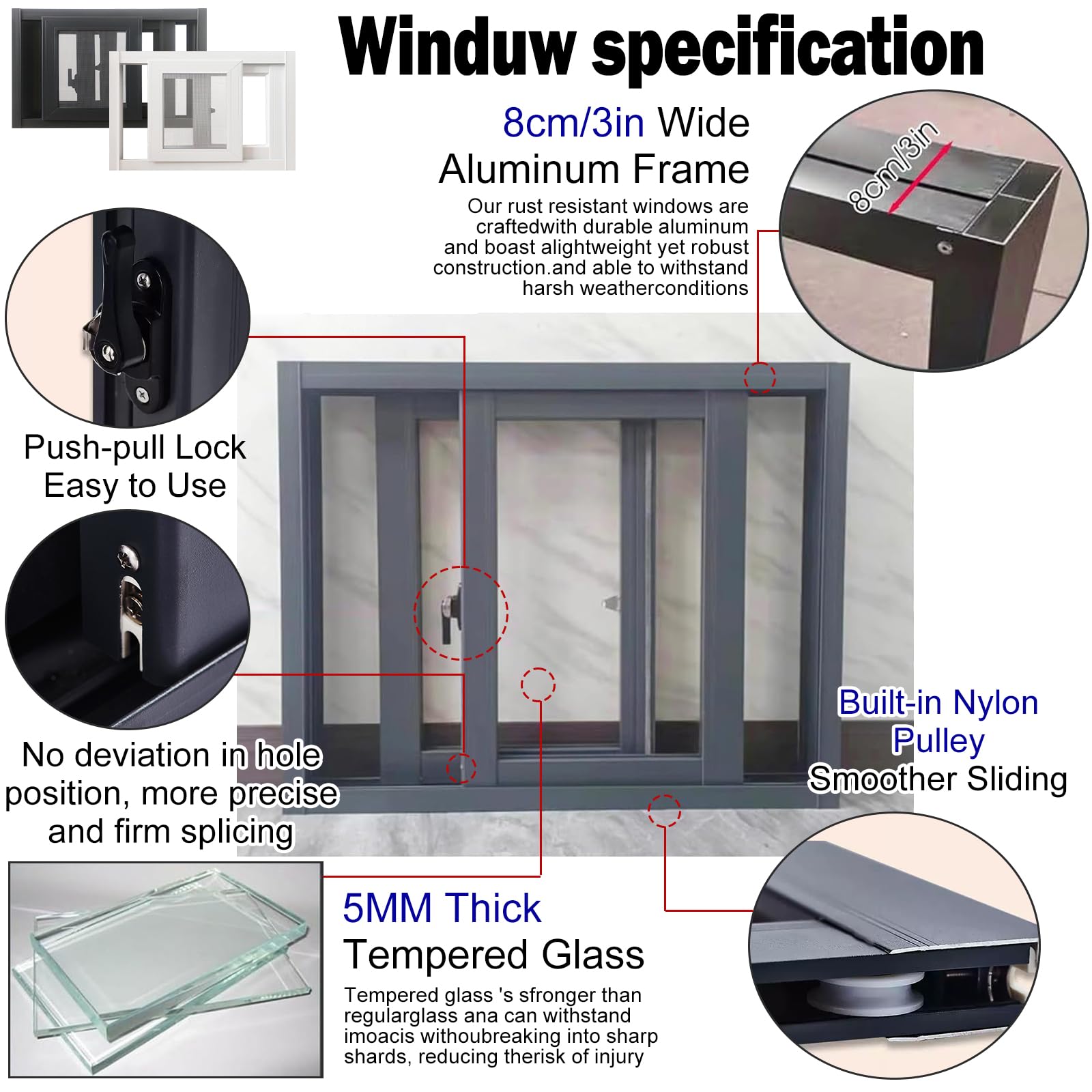Amazon.com: 21x20in / 53x51cm Slide Tempered Utility Window