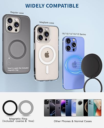 Miniatura 5 de Soporte magnético ajustable de 360 para Magsafe, 2 unidades de soporte plegable y retráctil Magsafe para automóvil, soporte de teléfono magnético