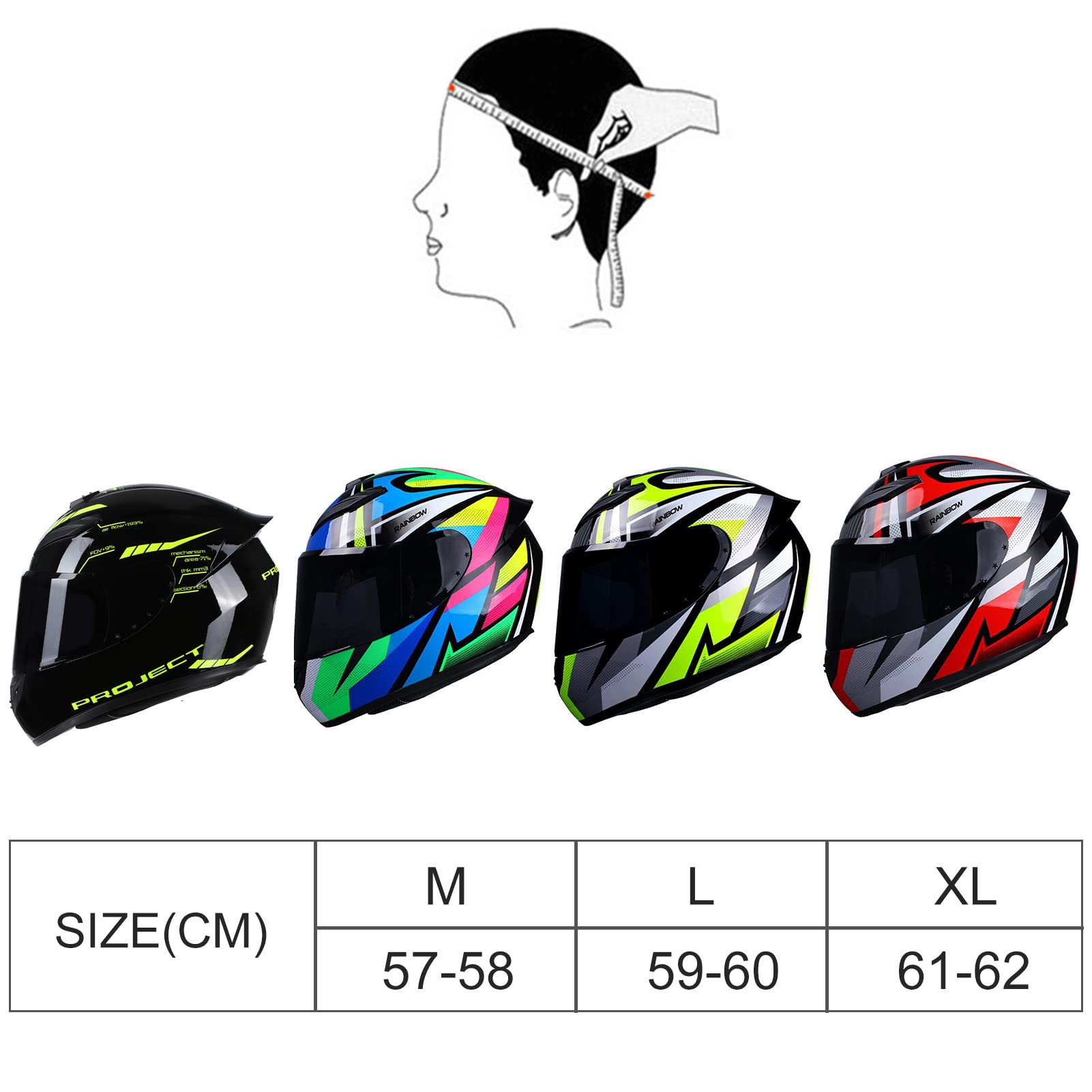 Casco de Motocicleta Integral Casco de Calle Rápido Unisex Adulto Equipo de Jinete Cool Cuatro Temporadas Nuevo Casco de Motocicleta Turismo Calle Estilo A Talla M