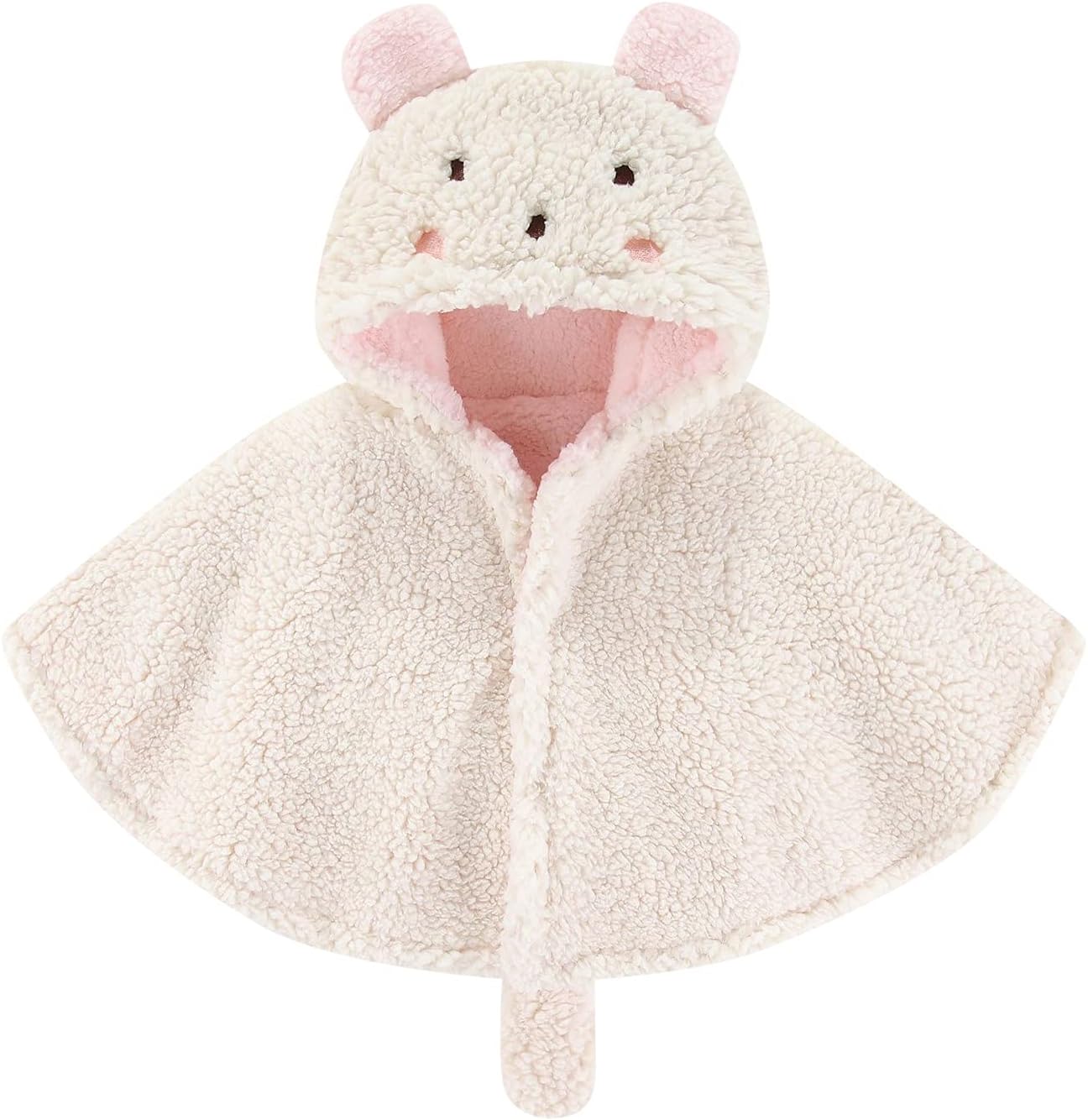 Vêtement Bébé Automne Hiver Cape à Capuche Bébé Fausse Fourrure - Poncho Enfant Doux Coton Cape Chaude Capuchon