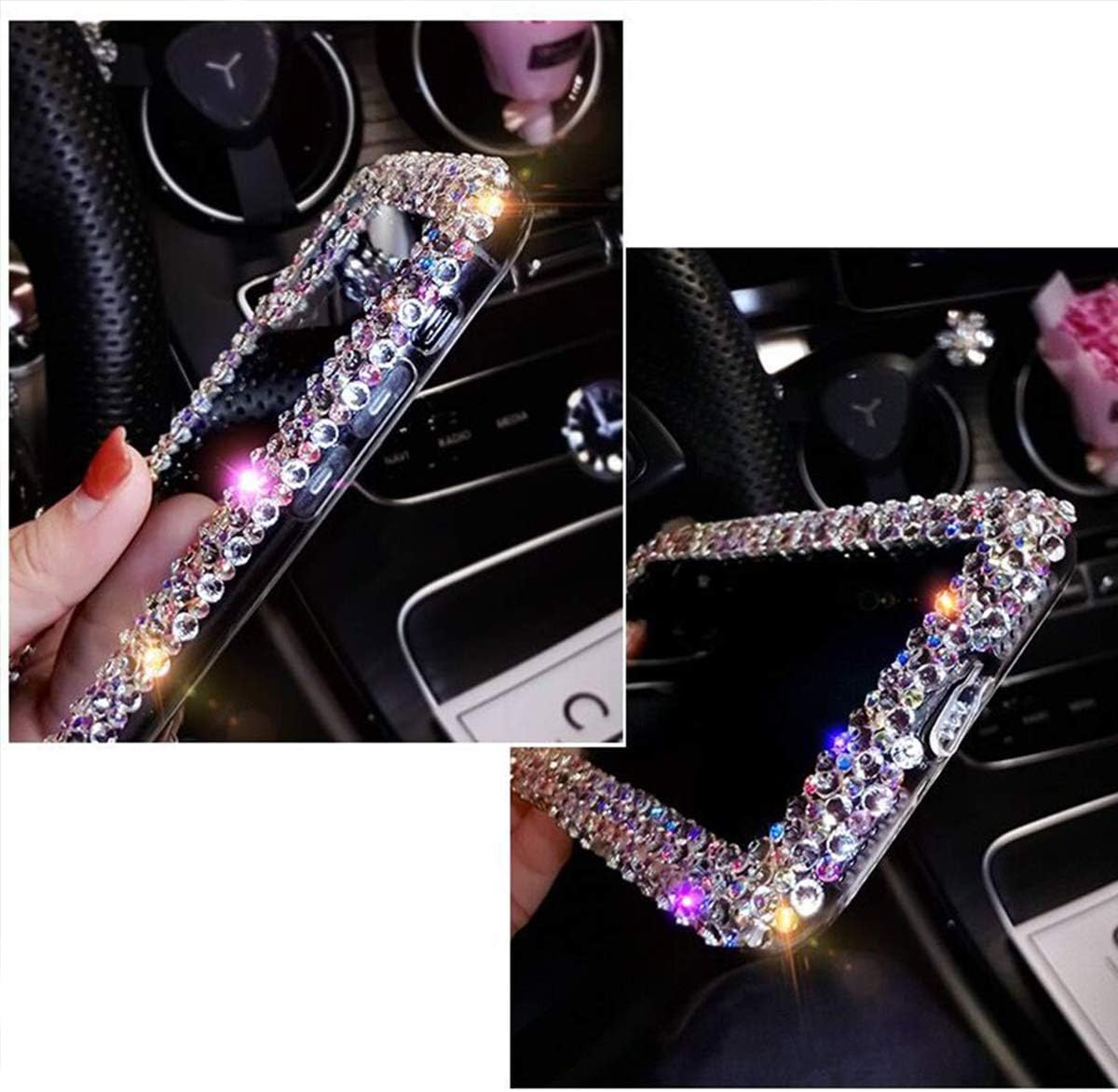Bonitec Jesiya for iPhone 12 Pro Max Case 3D Glitter Sparkle Bling Case Luxury Shiny Crystal Rhinestone Diamond Bumper Clear Protective Case Cover Clear