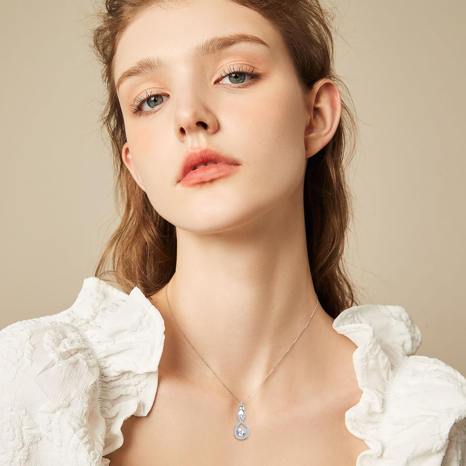 PROESS Father/Mother Daughter Teardrop Urn Necklace for Ashes for Men Women Sterling Silver Teardrop Ashes Keepsake Necklace Urn Cremation Jewelry - Image 4