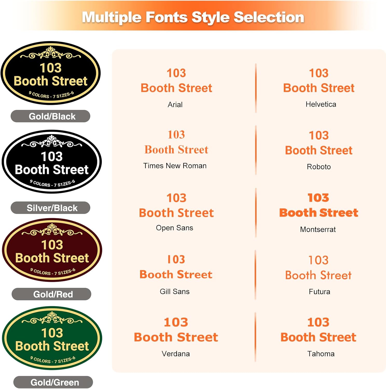 Custom Hanging House Address Sign Outdoor,Personalized House Number,Address Plaques for Outside,Single or Double Sided with Hooks,Oval Style