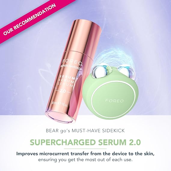 FOREO BEAR 2 go - Travel-friendly Toning Microcurrent Facial Device - For Fine Lines & Wrinkles - Anti Aging - Face Sculpting - Instant Full Face Lift - Compact Skin Care Tools - Pistachio