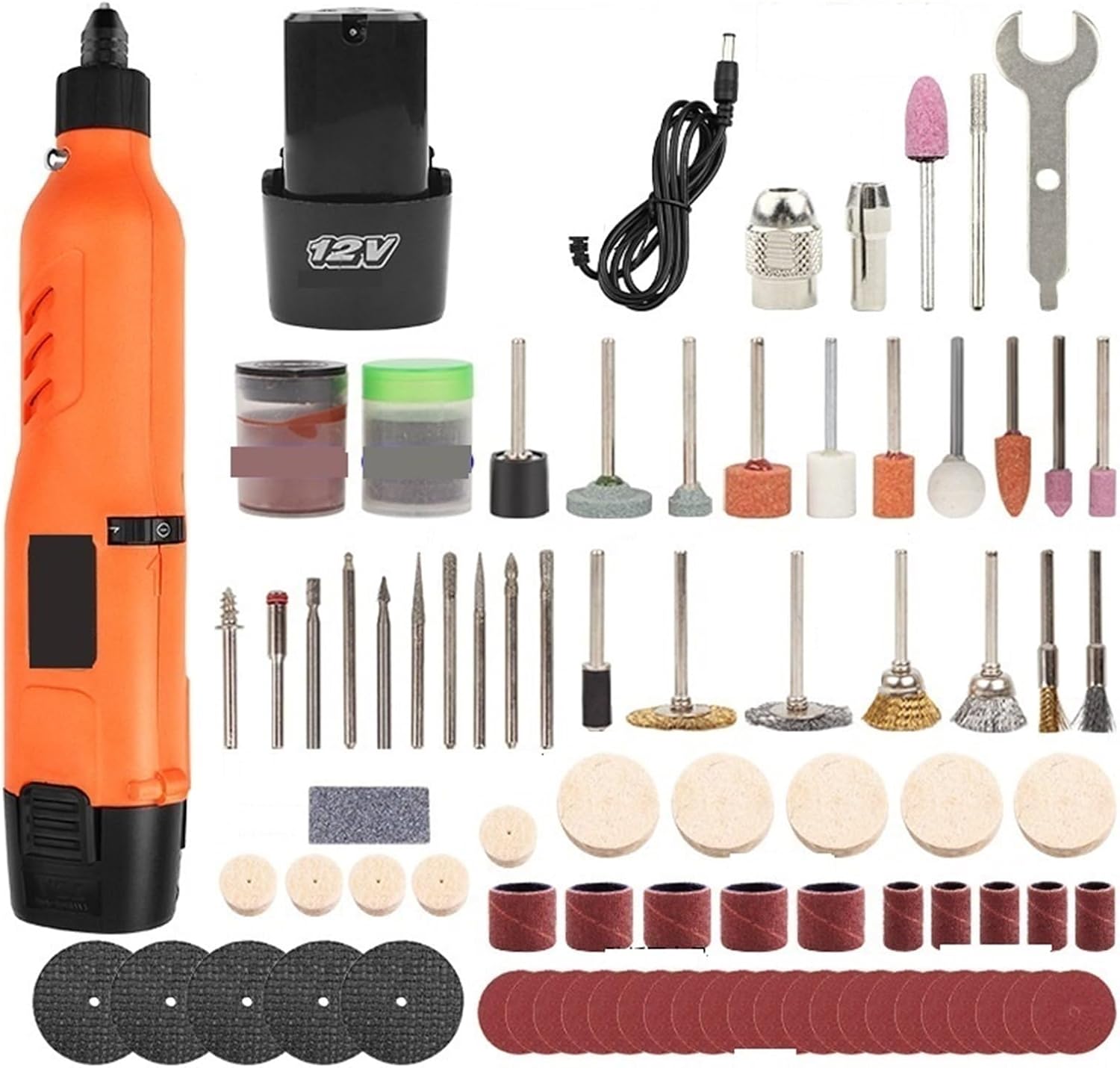 Electric Grinder. Mini Electric Drill 12V Cordless Rotary Tool with Polishing Accessories Engraving Pen Engraving Polishing Tool(Set 3)