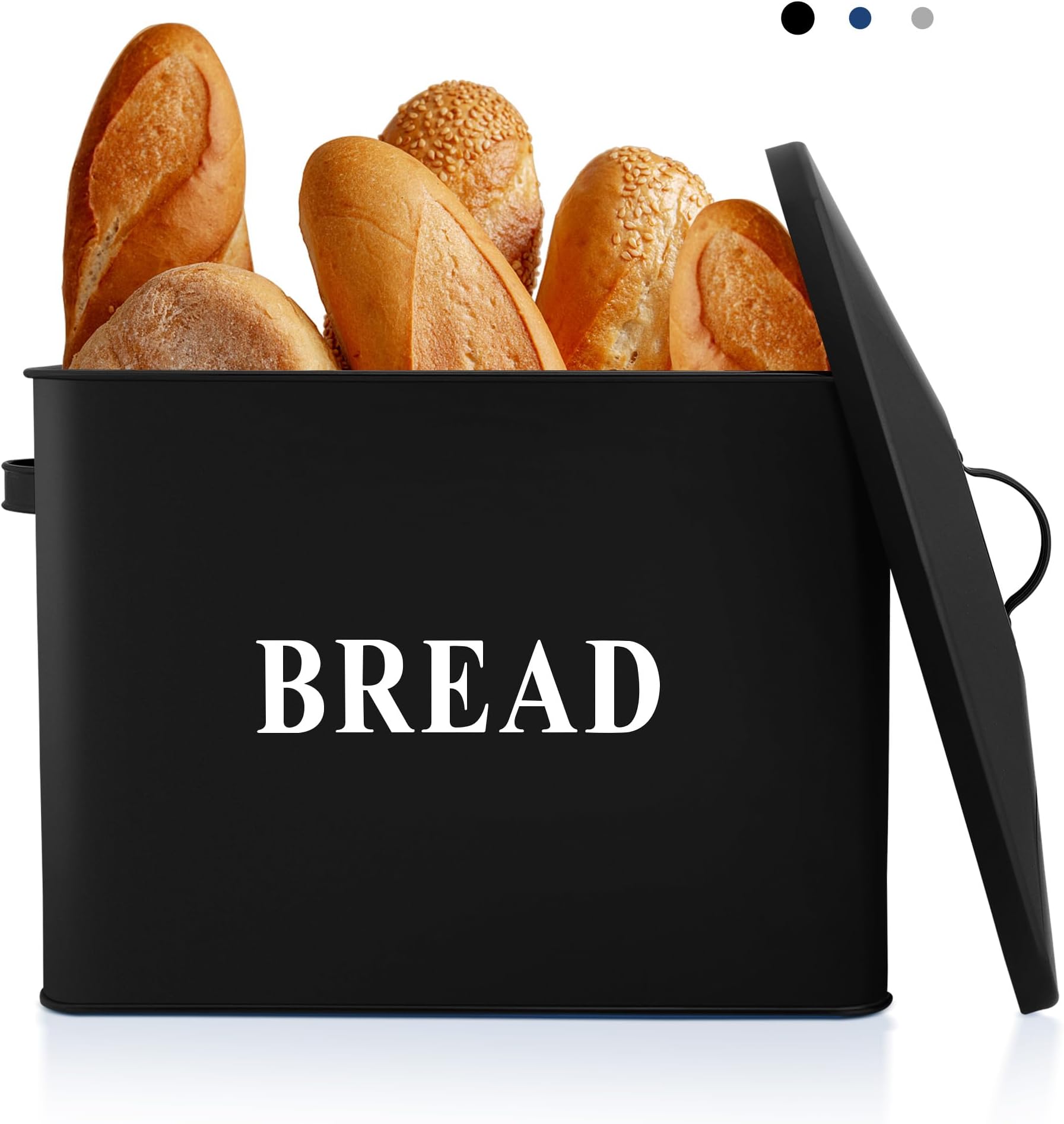 Joyfair Bread Bin, Metal Bread Box with Bamboo Cutting Board Lid, Extra