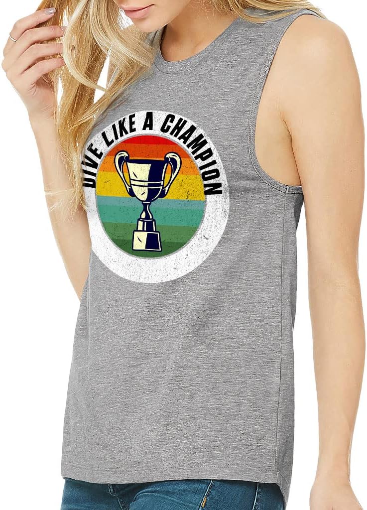 Champion Diver Women's Muscle Tank - Cool Tank Top - Illustration Workout Tank