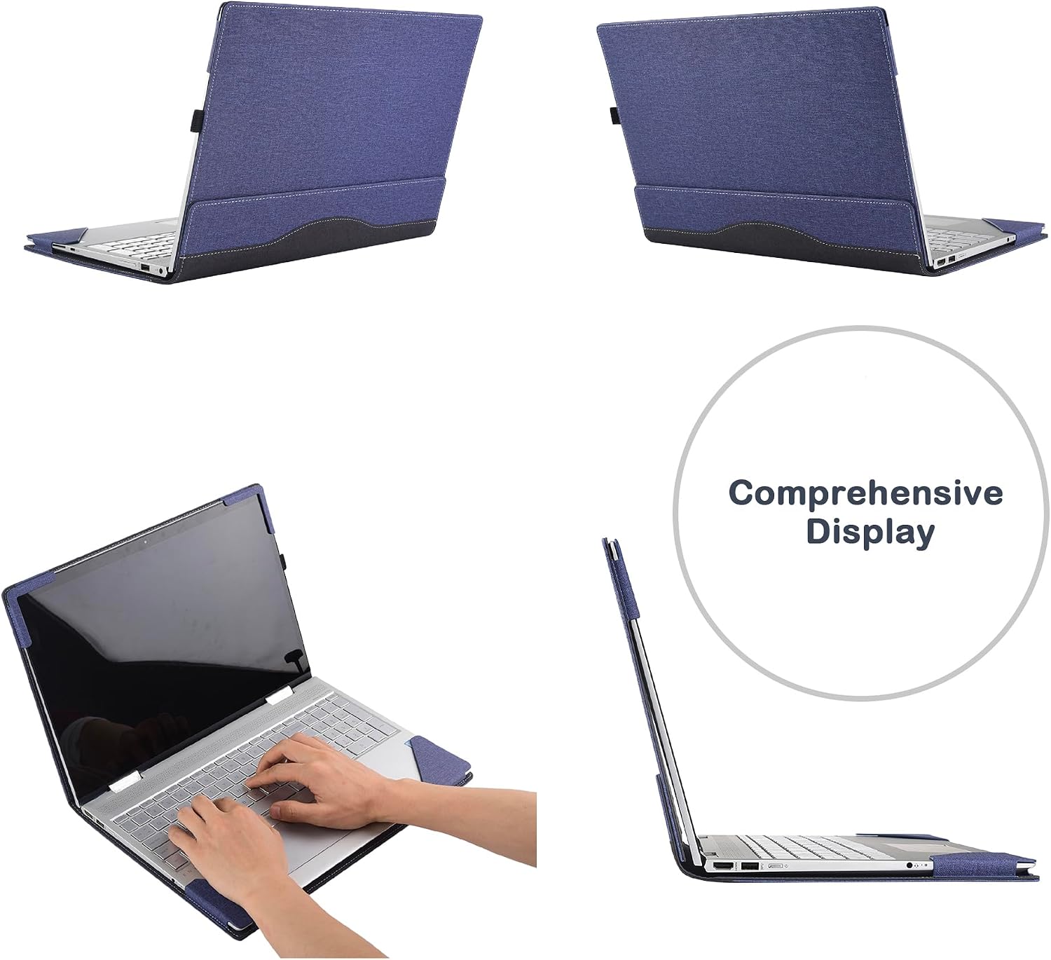 Laptop Case Cover for 14 inch HP Laptop 14-ep 14t-ep 14z-em 14-em &HP Elitebook 840 G8,PU Leather Notebook Shell Sleeve Detachable Protective Bag (Dark Blue)