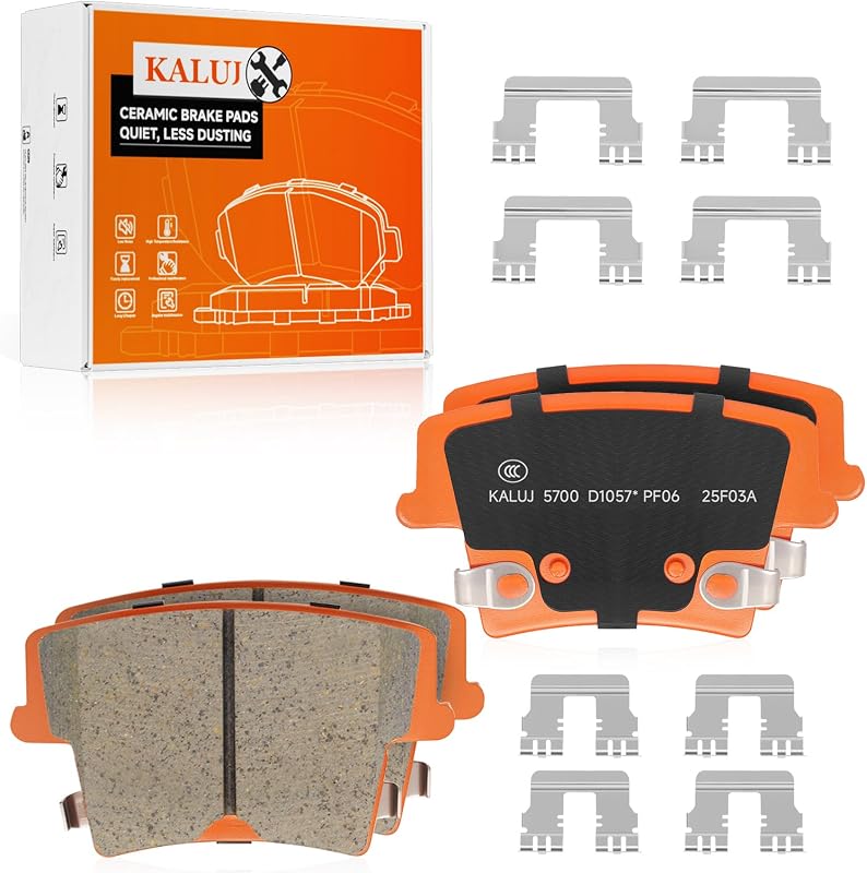 Pastilhas de freio traseiras cerâmicas KALUJ D1057 para Chrysler 300, Dodge Charger, Challenger e Magnum – Jogo com 4 unidades
