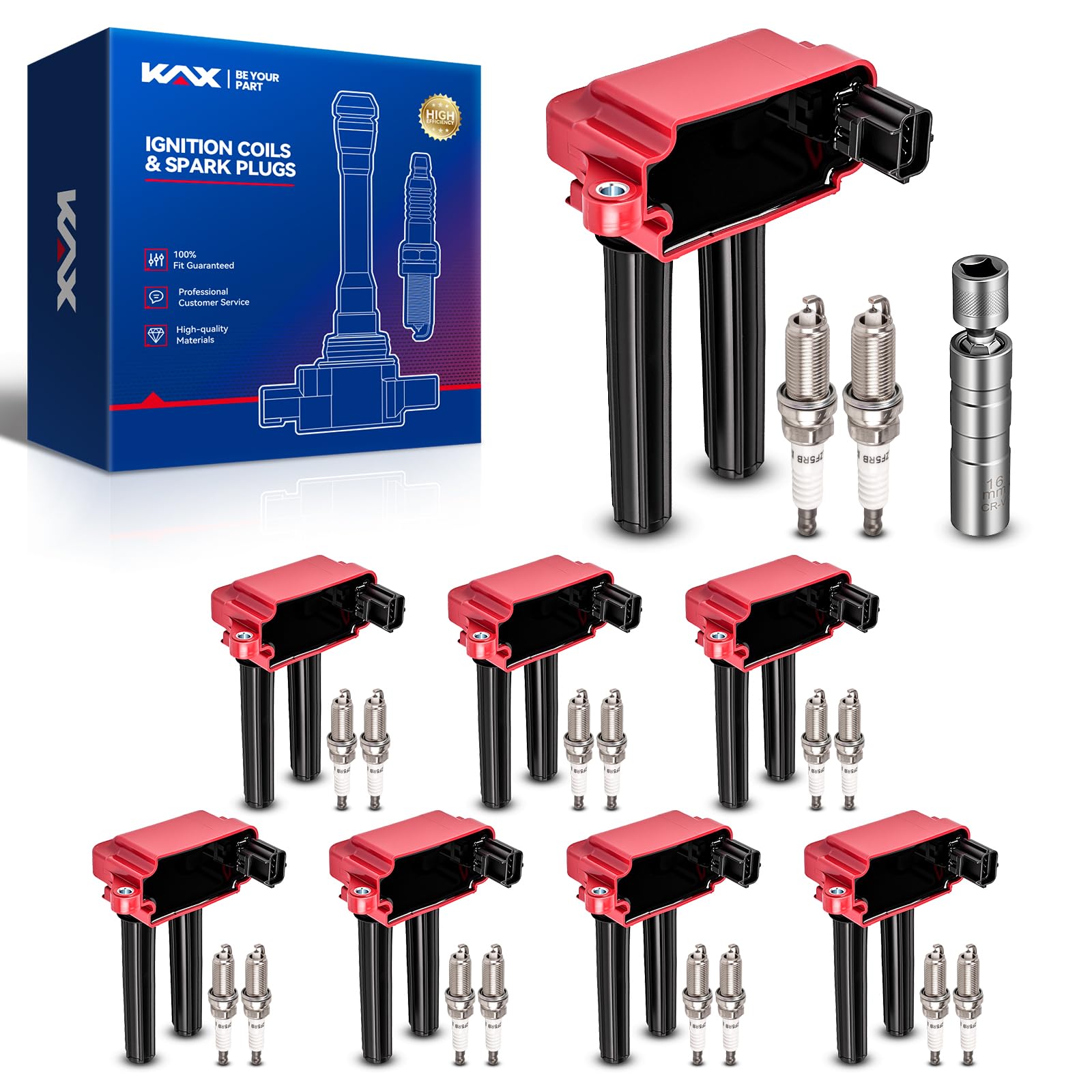 KAX 8 Ignition Coils &amp; 8 Spark Plugs Set for 5.7L HEMI Dodge Ram 1500