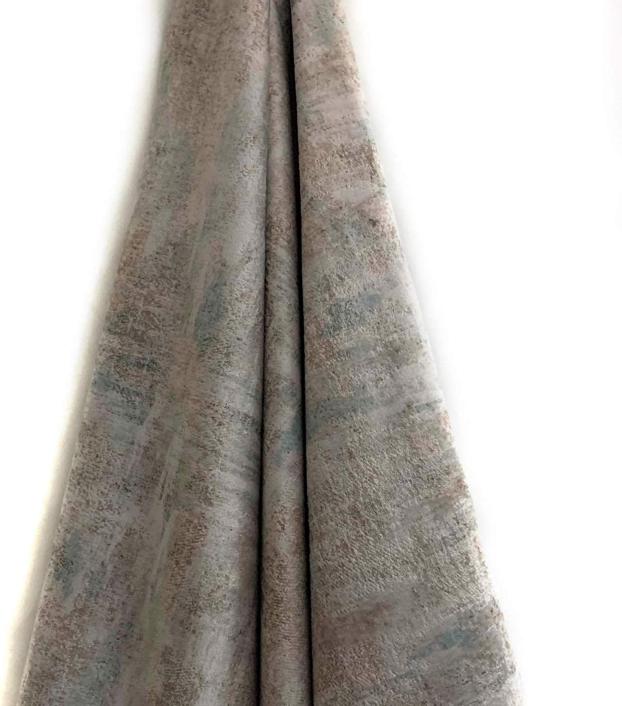 Super Soft Velvet Finish Digitally Printed Self Design Fabric for Upholstery, Window Treatments and Craft - Width 54 inches - Fabric by The Yard - Light Gray with Tinge of Blue